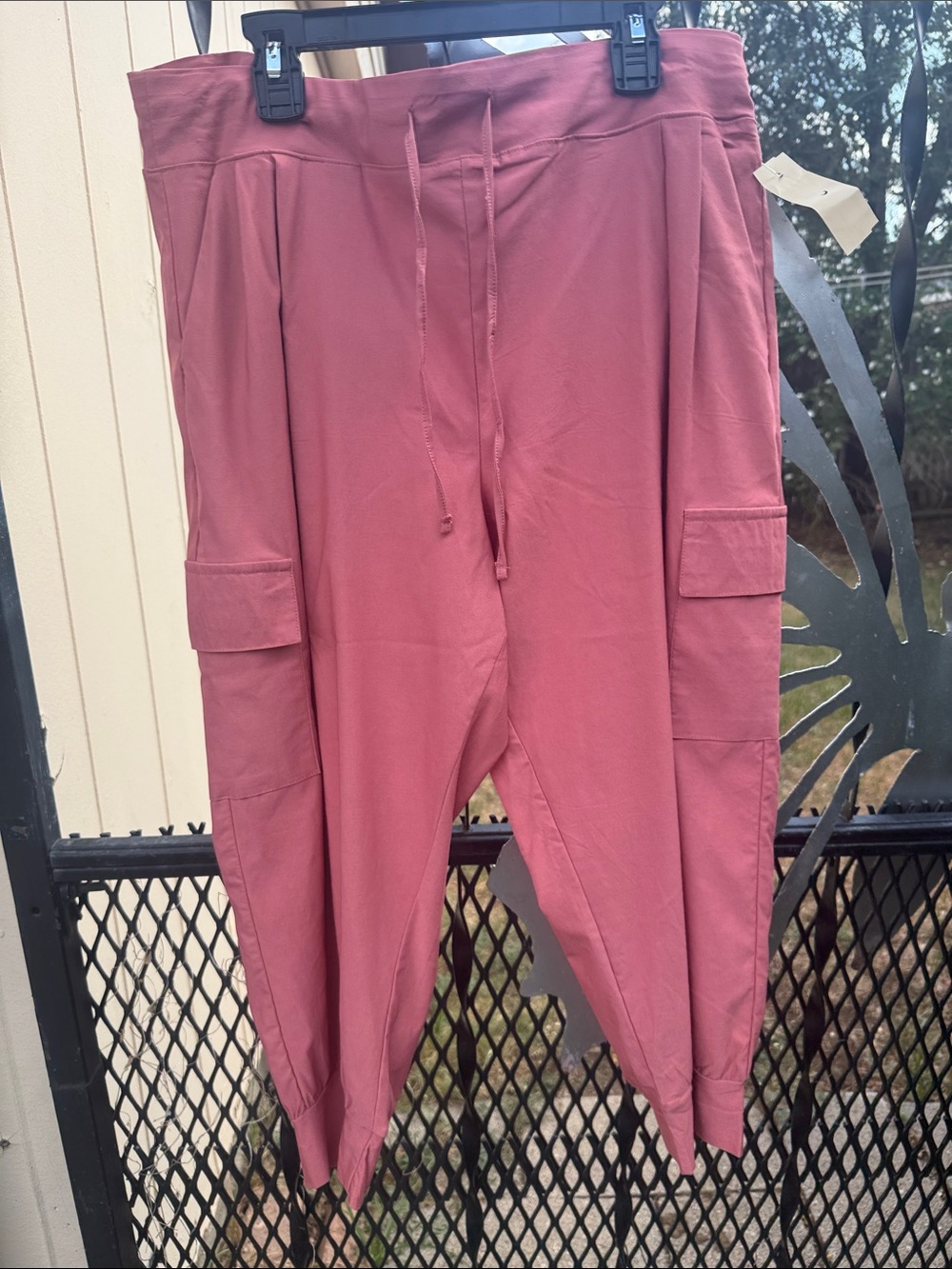 Women's Cargo Joggers in Dusty Rose - Casual Drawstring Pants